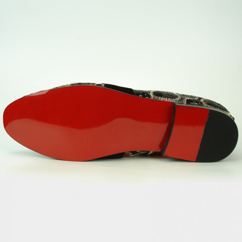 Fiesso FI-7025C Black Red Loafers