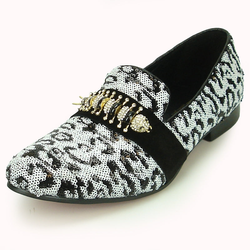 Fiesso FI-7025C Black White Loafers