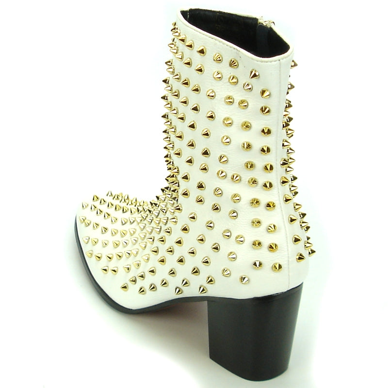 Fiesso FI-7142 White Gold Boots