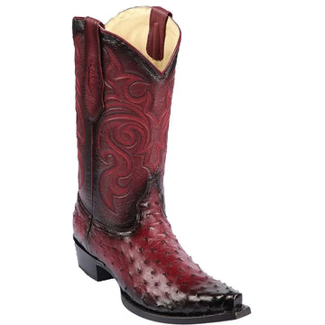 Los Altos 940343 Men's Faded Burgundy Genuine Ostrich Snip Toe Cowboy Boots