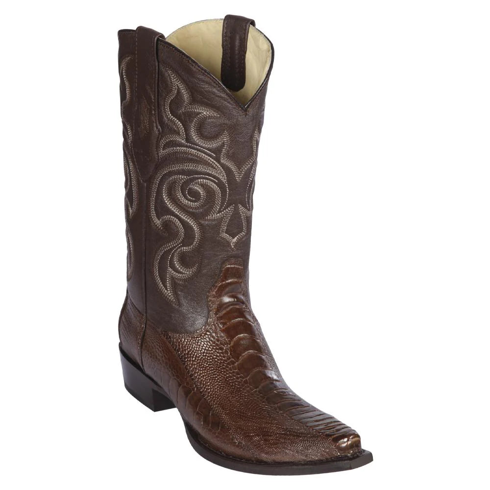 Los Altos 940507 Men's Brown Genuine Ostrich Leg Snip Toe Cowboy Boots