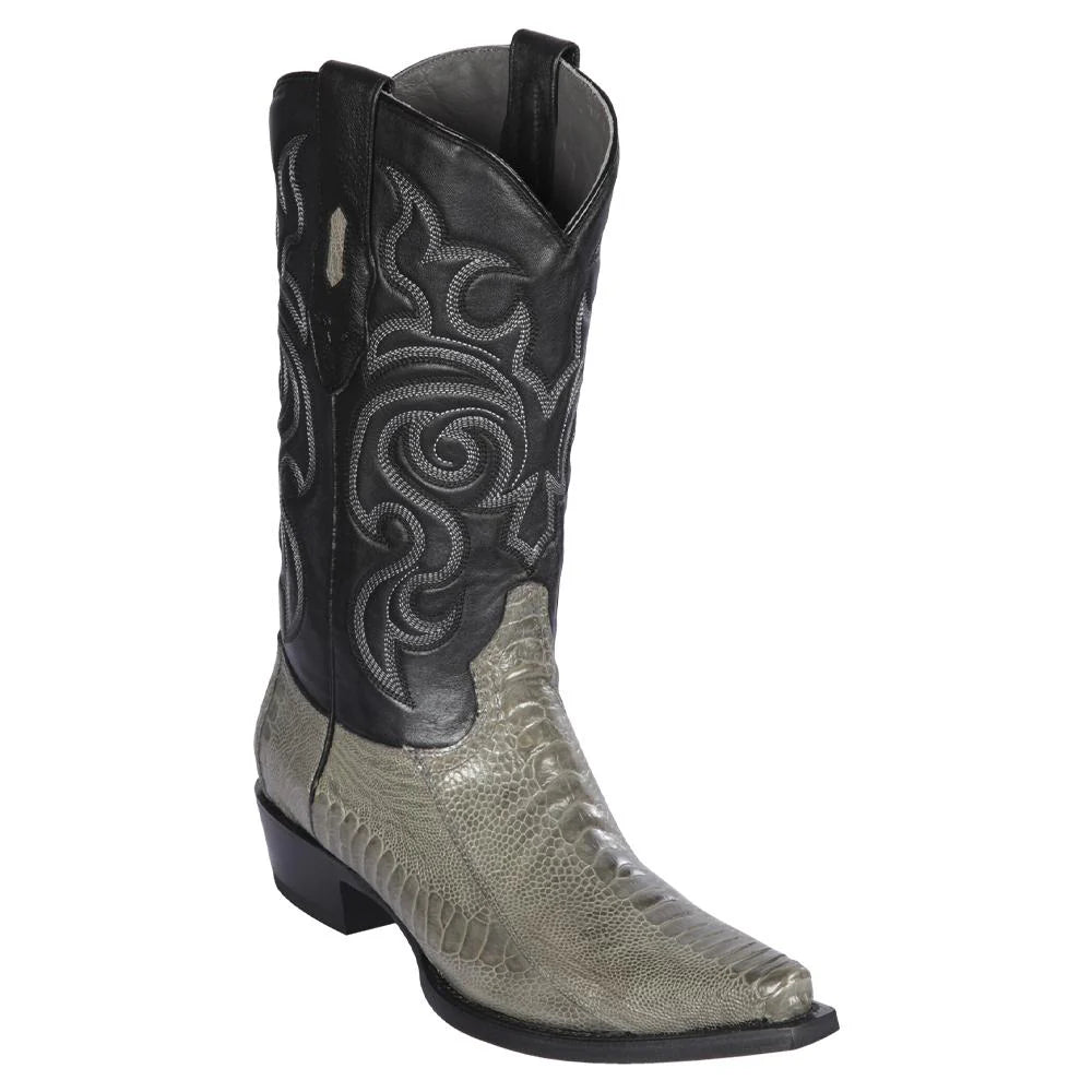 Los Altos 940509 Men's Gray Genuine Ostrich Leg Snip Toe Cowboy Boots