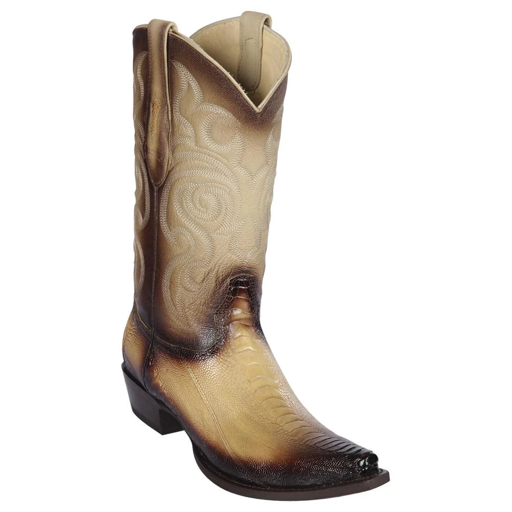 Los Altos 940515 Men's Faded Oryx Genuine Ostrich Leg Snip Toe Cowboy Boots