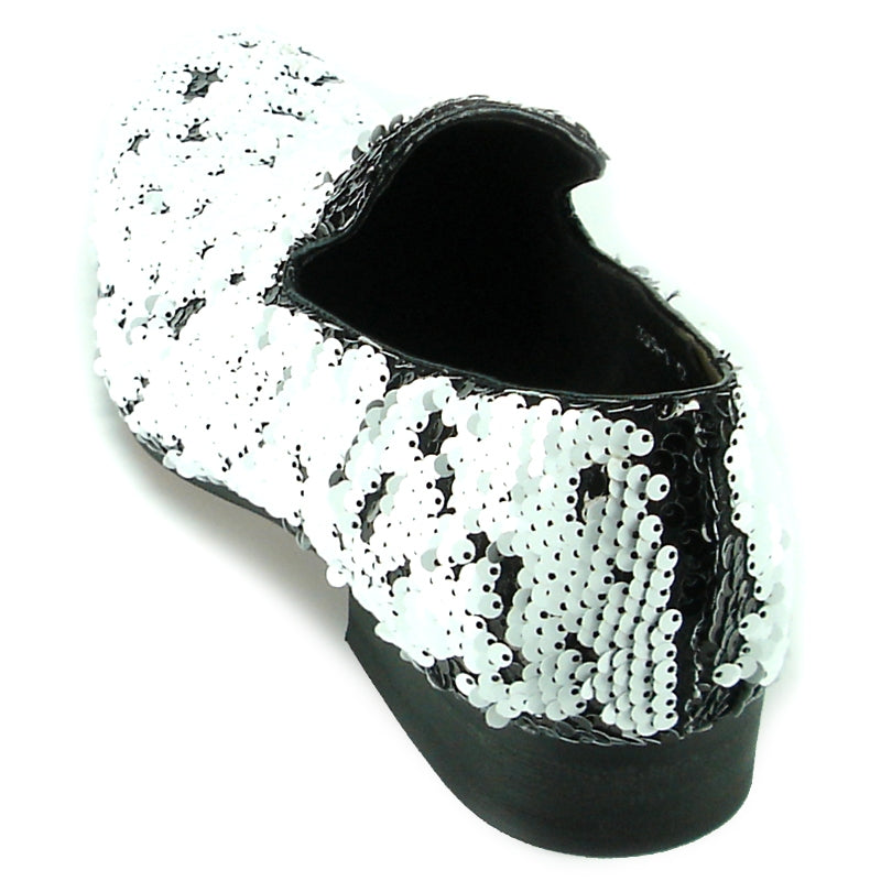 Fiesso FI-7102 White Sequins Loafers