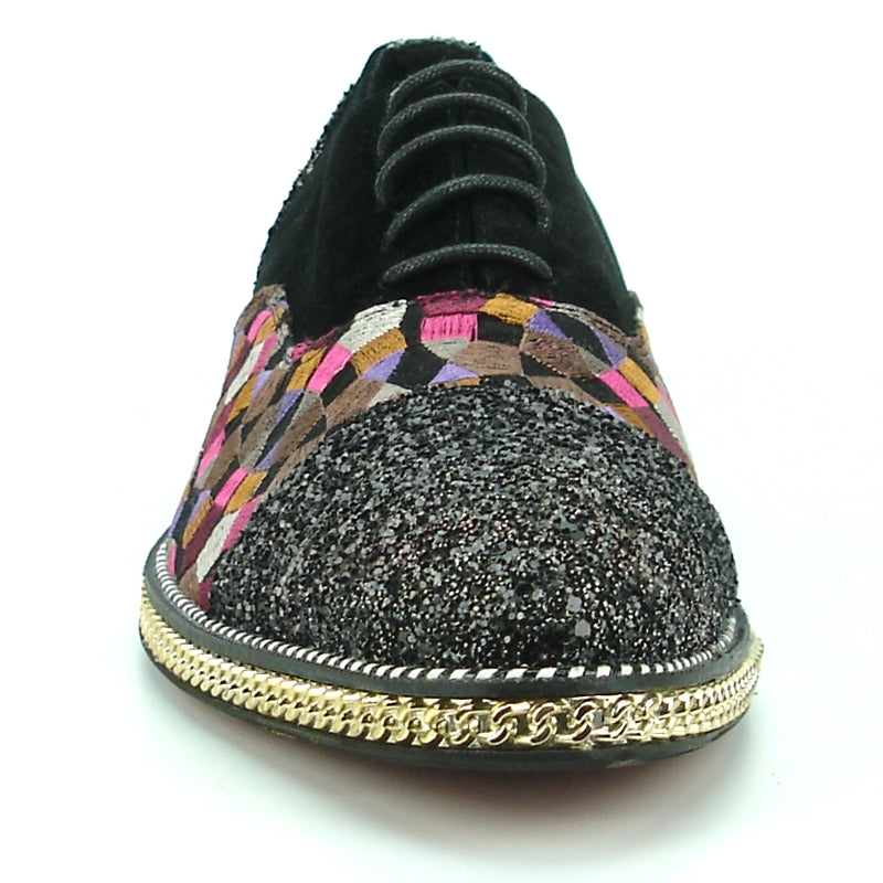 Fiesso FI-7125 Black Multi Oxfords