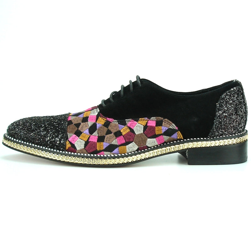 Fiesso FI-7125 Black Multi Oxfords