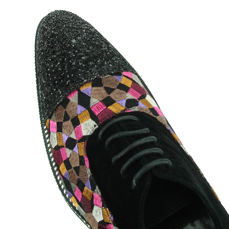 Fiesso FI-7125 Black Multi Oxfords