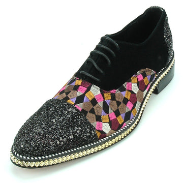 Fiesso FI-7125 Black Multi Oxfords