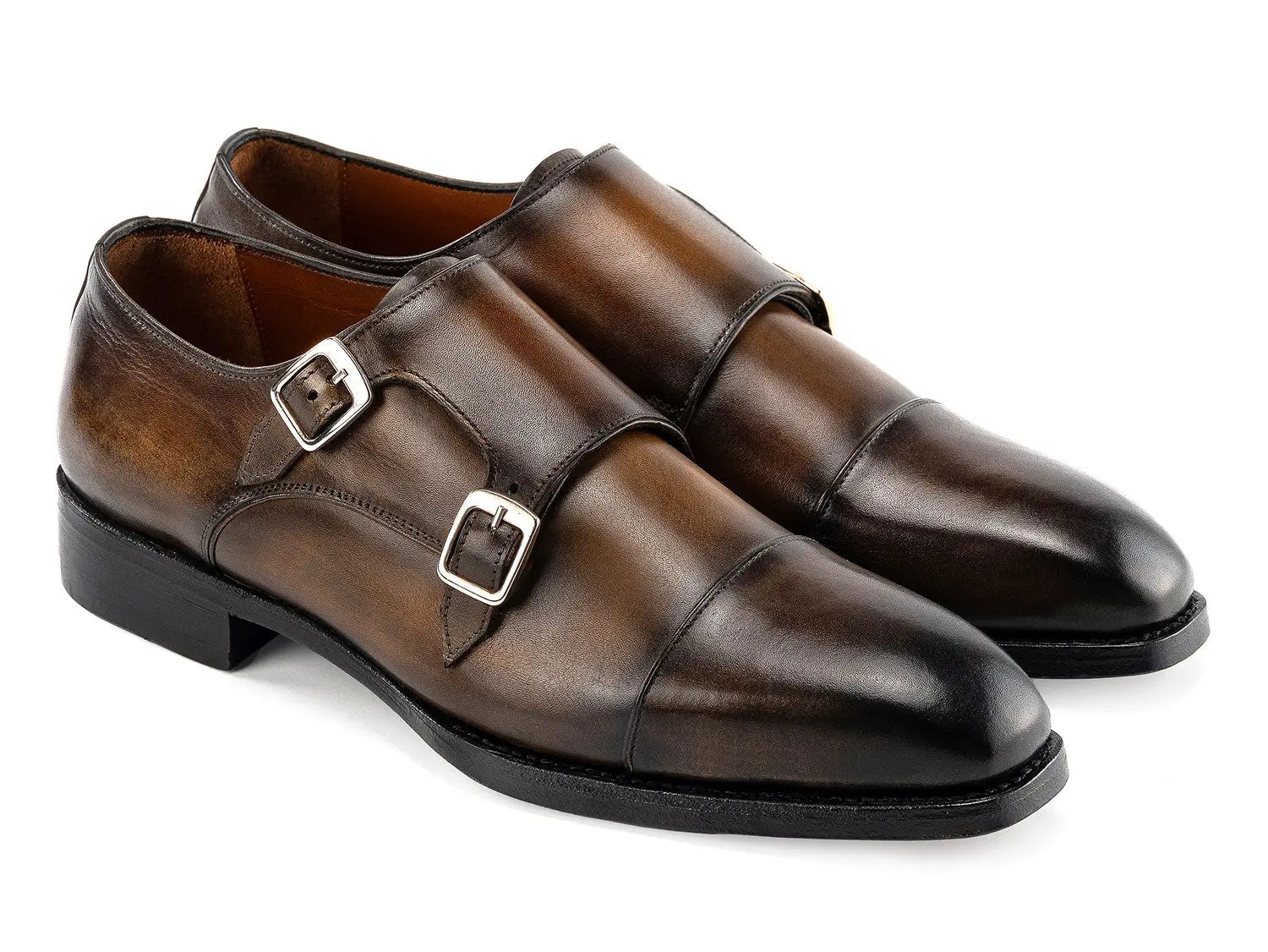 Paul Parkman Men's Green Goodyear Welted Double Monk strap Shoes (ID#9468-GRN) PAUL PARKMAN