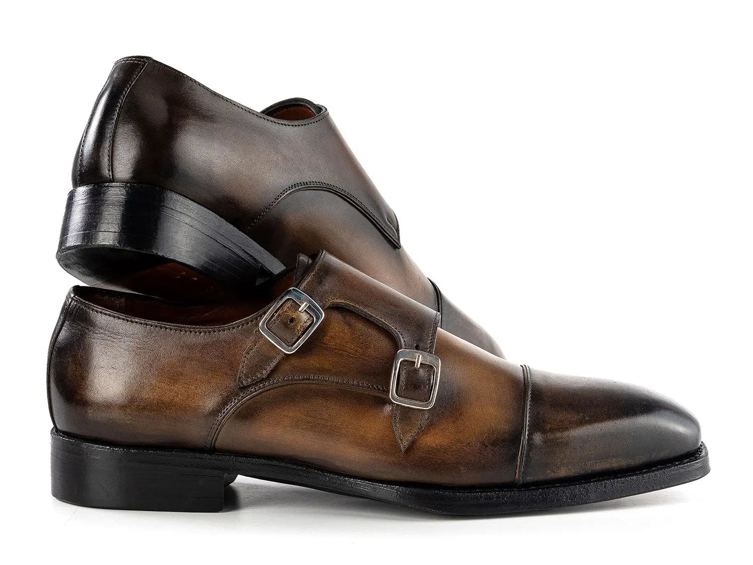 Paul Parkman Men's Green Goodyear Welted Double Monk strap Shoes (ID#9468-GRN) PAUL PARKMAN