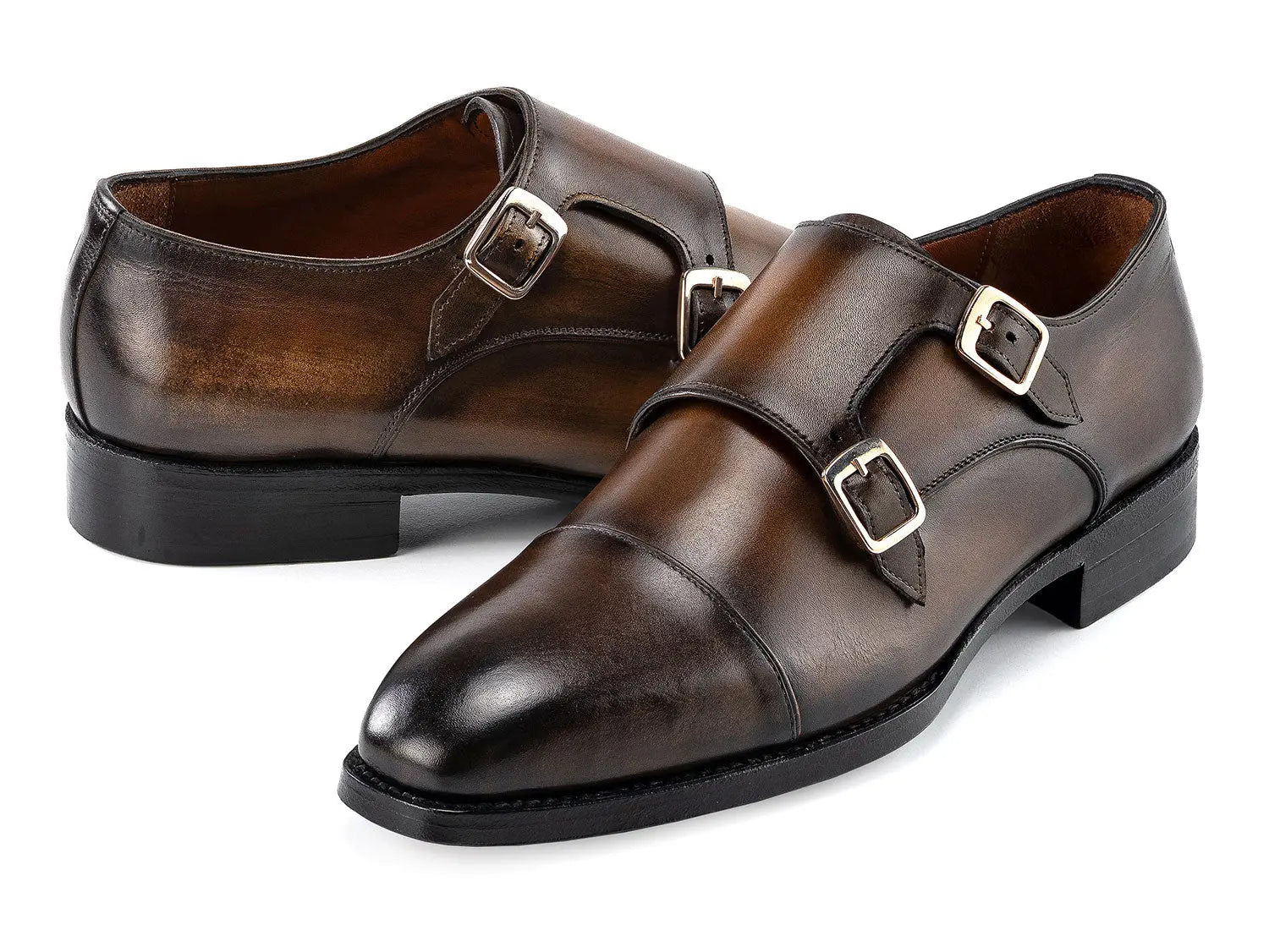 Paul Parkman Men's Green Goodyear Welted Double Monk strap Shoes (ID#9468-GRN) PAUL PARKMAN