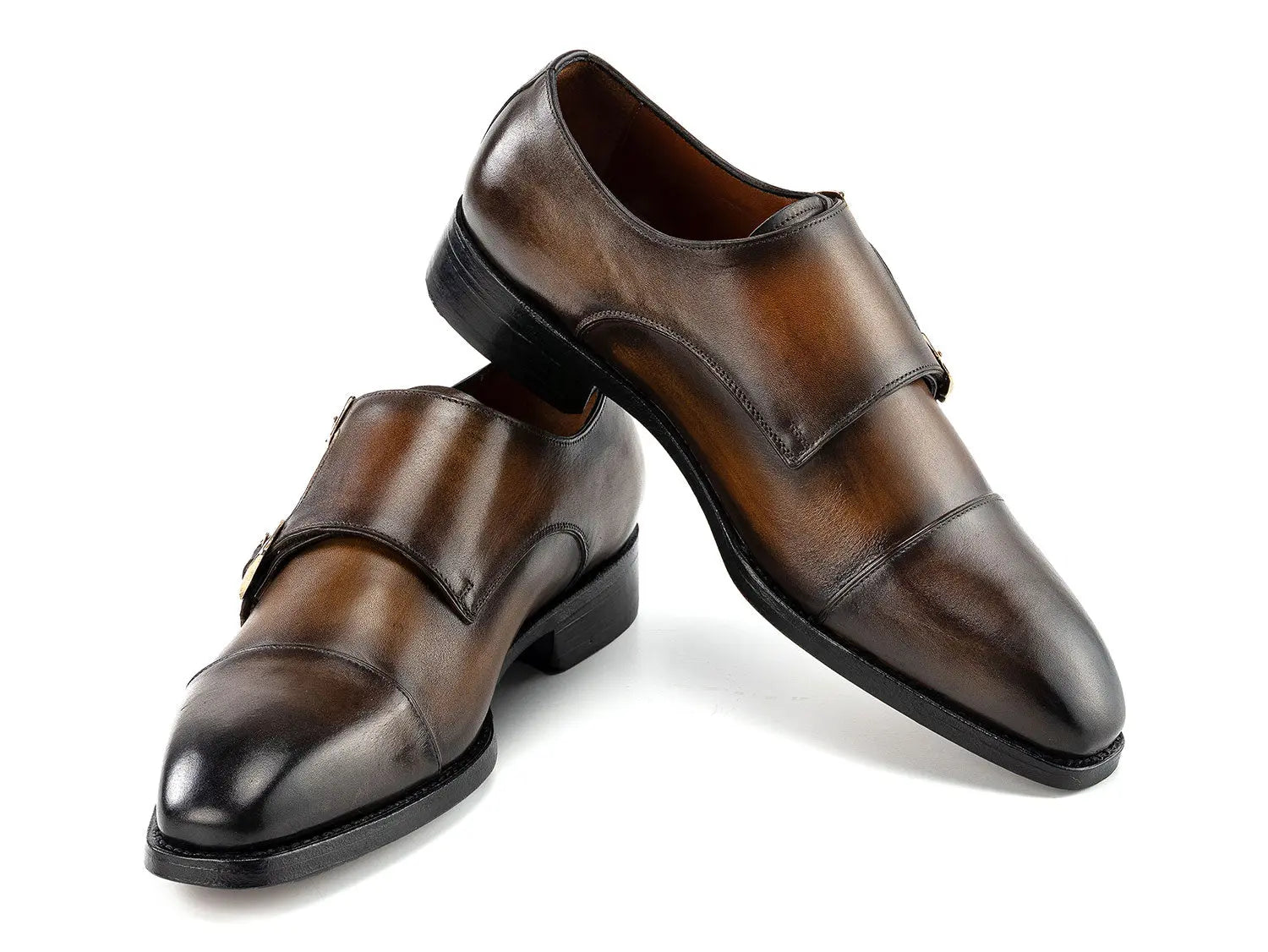Paul Parkman Men's Green Goodyear Welted Double Monk strap Shoes (ID#9468-GRN) PAUL PARKMAN