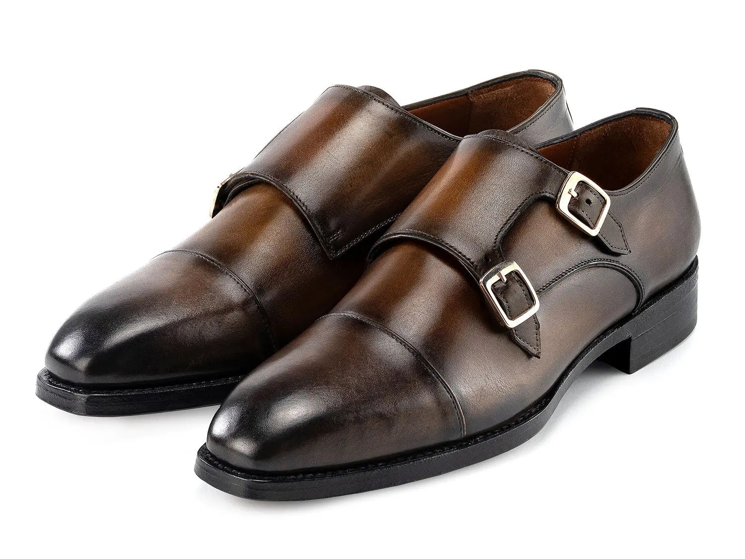 Paul Parkman Men's Green Goodyear Welted Double Monk strap Shoes (ID#9468-GRN) PAUL PARKMAN