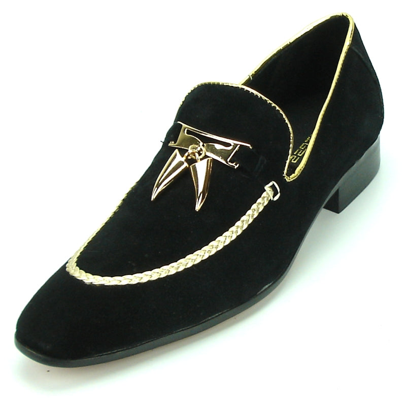 Fiesso FI-7157 Black Suede Loafers