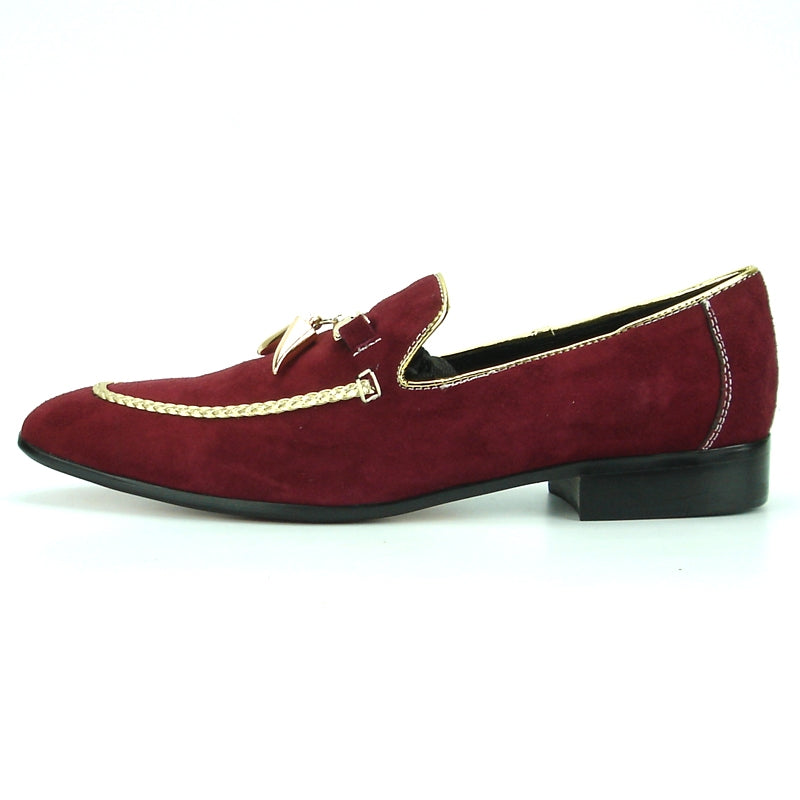 Fiesso FI-7157 Burgundy Suede Loafers