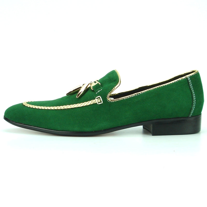 Fiesso FI-7157 Green Suede Loafers