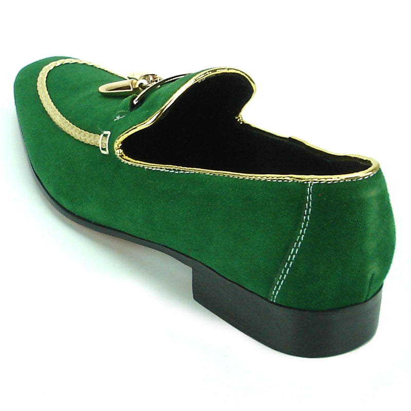 Fiesso FI-7157 Green Suede Loafers