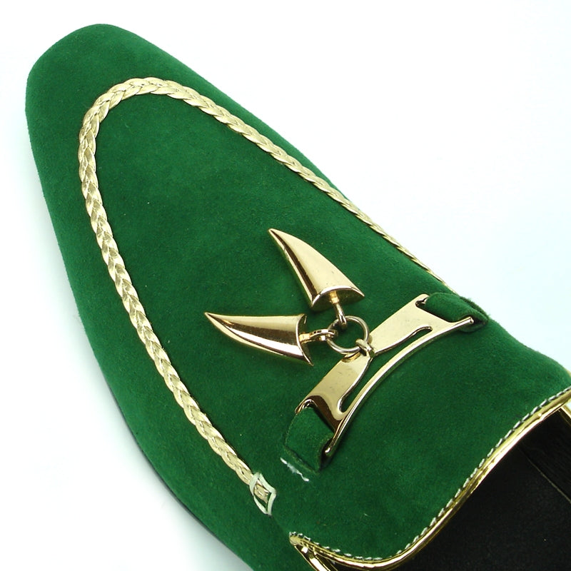 Fiesso FI-7157 Green Suede Loafers