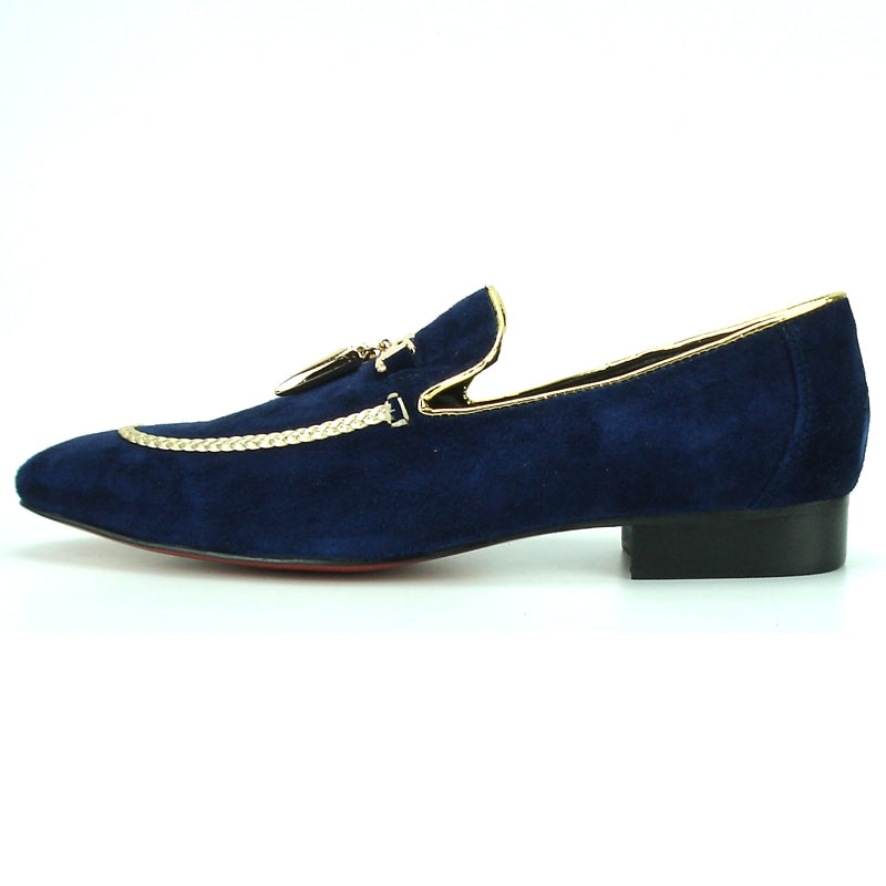 Fiesso FI-7157 Navy Suede Loafers