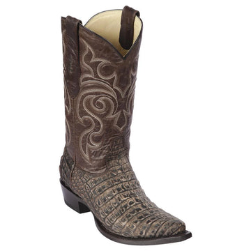 Los Altos 948235 Men's Sanded Brown Genuine Caiman Belly Snip Toe Cowboy Boots