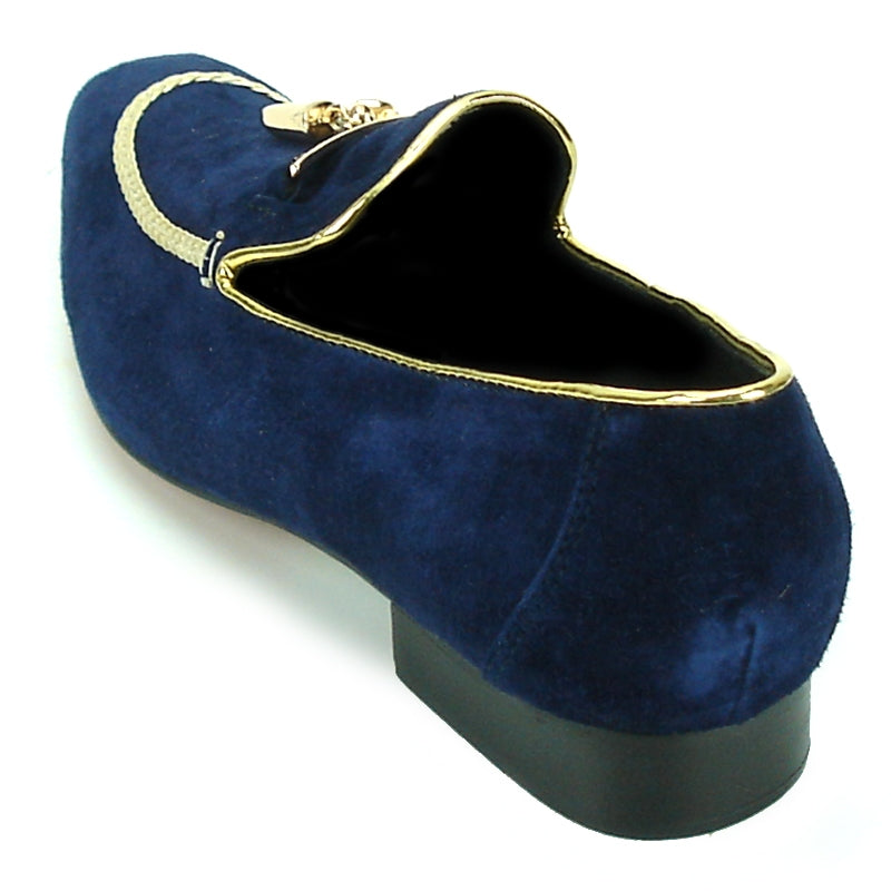 Fiesso FI-7157 Navy Suede Loafers