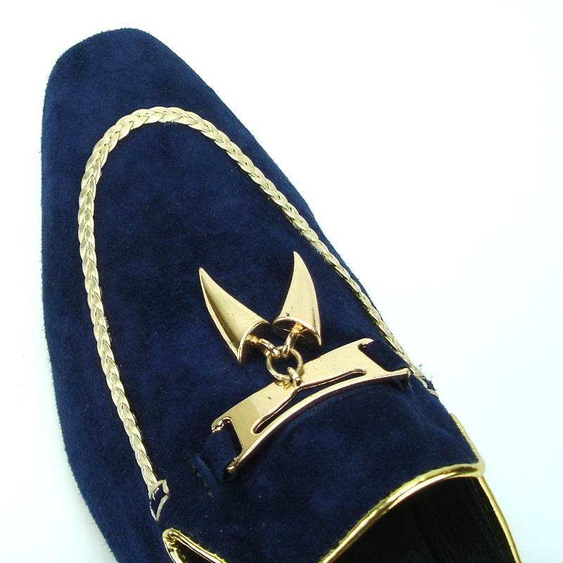 Fiesso FI-7157 Navy Suede Loafers