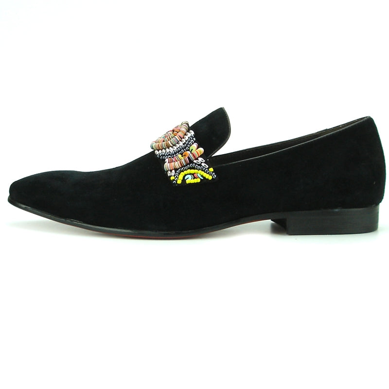 Fiesso FI-7193 Black Suede Loafers