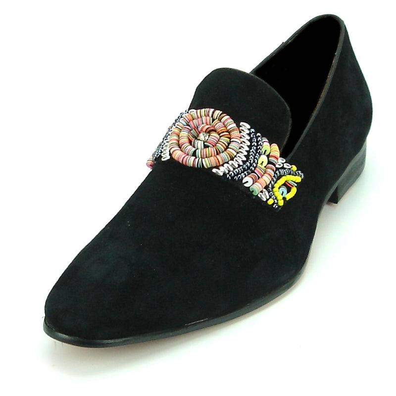 Fiesso FI-7193 Black Suede Loafers