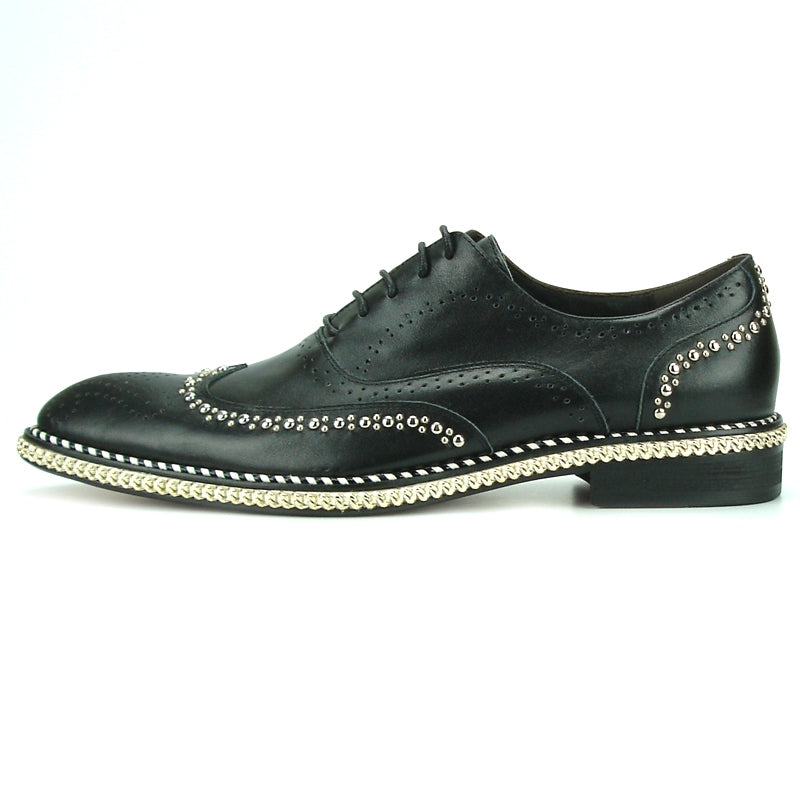 Fiesso FI-7201 Black Oxfords