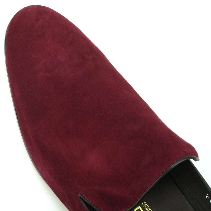 Fiesso FI-7216 Burgundy Suede Loafers