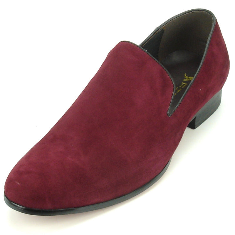 Fiesso FI-7216 Burgundy Suede Loafers