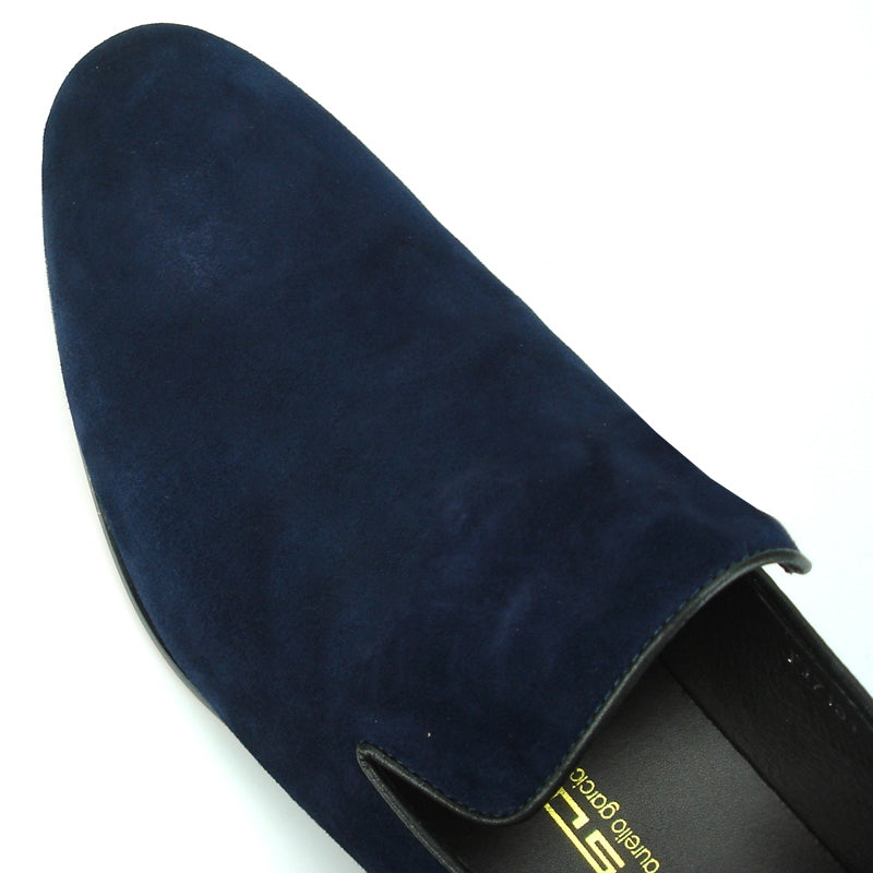 Fiesso FI-7216 Navy Suede Loafers