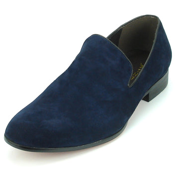 Fiesso FI-7216 Navy Suede Loafers