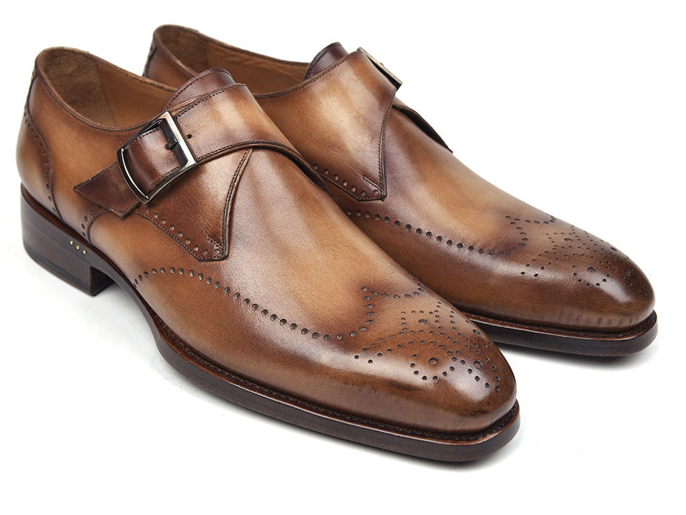 Paul Parkman Wingtip Single Monkstraps Brown & Camel (ID#98F54-BRW) PAUL PARKMAN