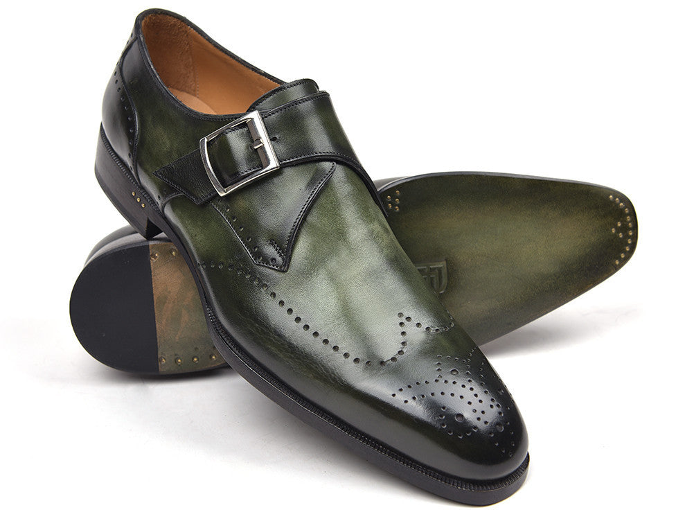 Paul Parkman Wingtip Single Monkstraps Green (ID#98F54-GRN) PAUL PARKMAN