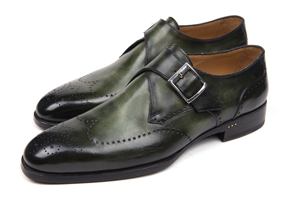 Paul Parkman Wingtip Single Monkstraps Green (ID#98F54-GRN) PAUL PARKMAN