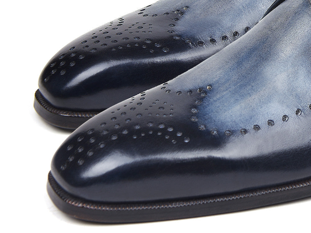 Paul Parkman Wingtip Single Monkstraps Navy (ID#98F54-NVY) PAUL PARKMAN