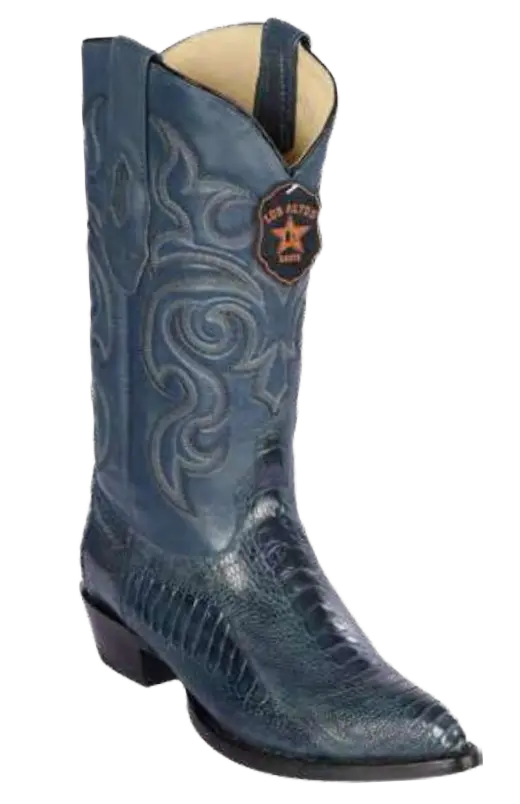 Los Altos 990514 Men's Blue Jean Genuine Ostrich Leg J Toe Cowboy Boots