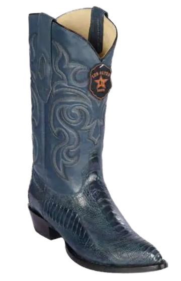 Los Altos 990514 Men's Blue Jean Genuine Ostrich Leg J Toe Cowboy Boots