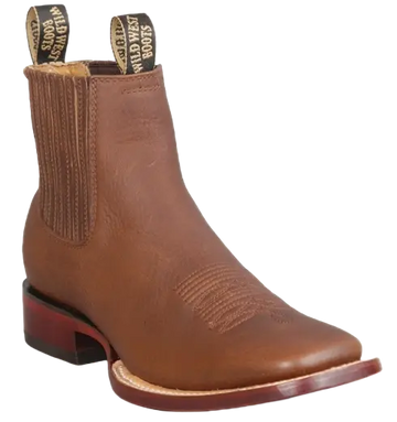 Wild West 282BM9940 Women's Walnut Genuine Leather Ranch Toe Short Boots