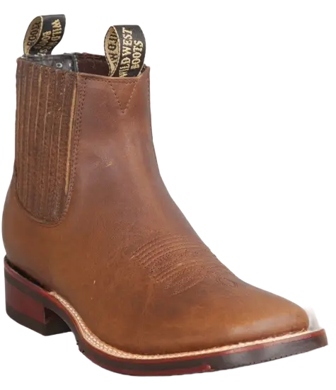 Wild West 2826BM9940 Women's Walnut Genuine Leather Ranch Toe Short Boots