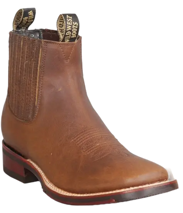 Wild West 2826BM9940 Women's Walnut Genuine Leather Ranch Toe Short Boots