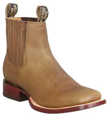 Wild West 282BM9951 Women's Honey Genuine Leather Ranch Toe Short Boots