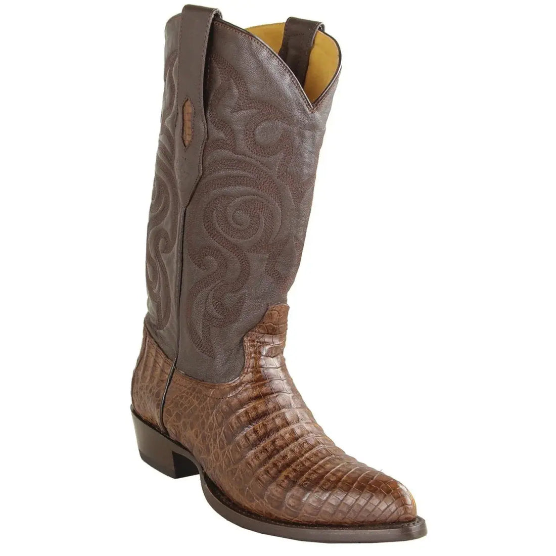 Los Altos 998207 Men's Brown Genuine Caiman Belly J Toe Cowboy Boots