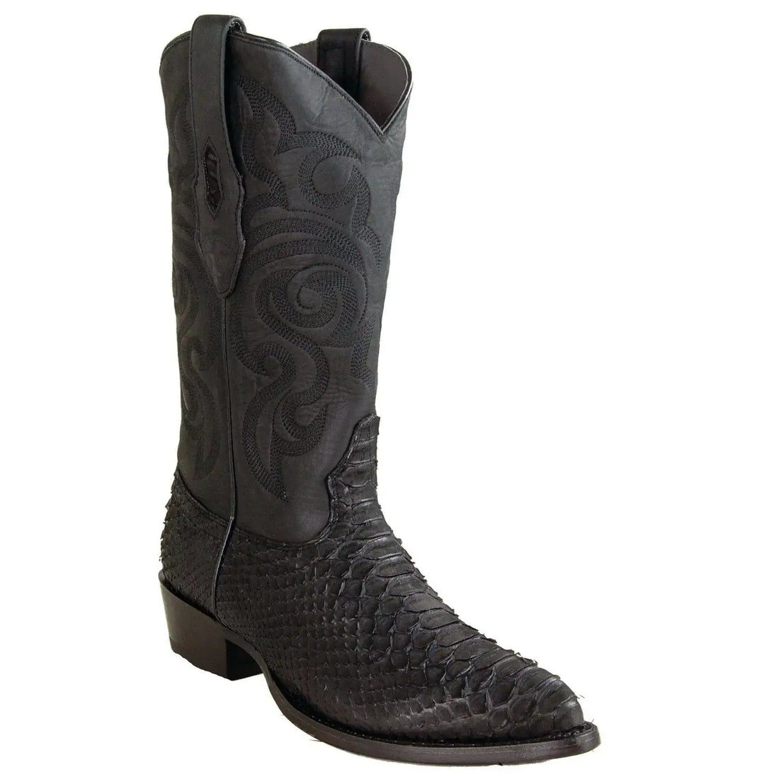 Los Altos 99N5705 Men's Black Genuine Python J Toe Cowboy Boots