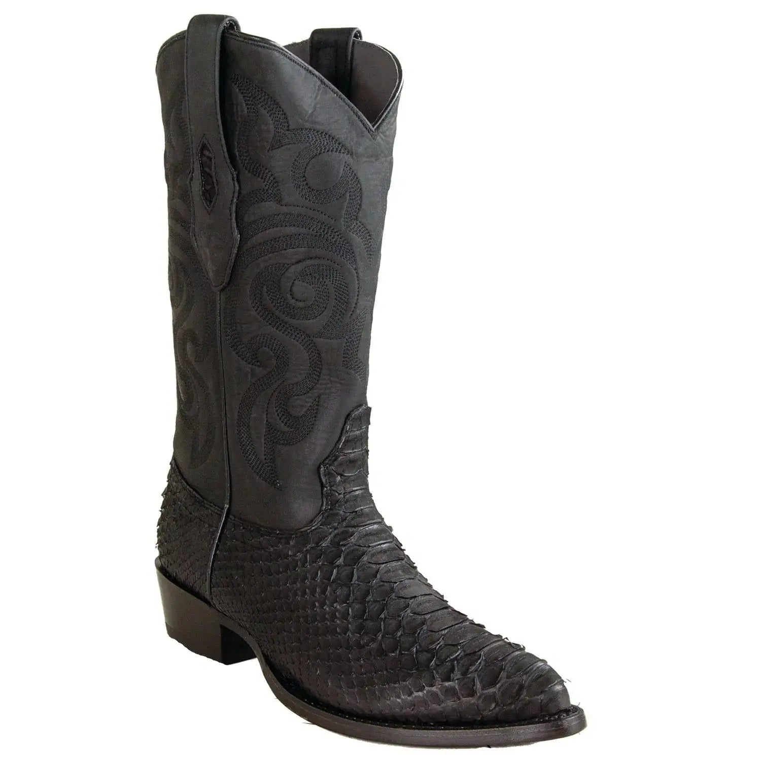 Los Altos 99N5705 Men's Black Genuine Python J Toe Cowboy Boots