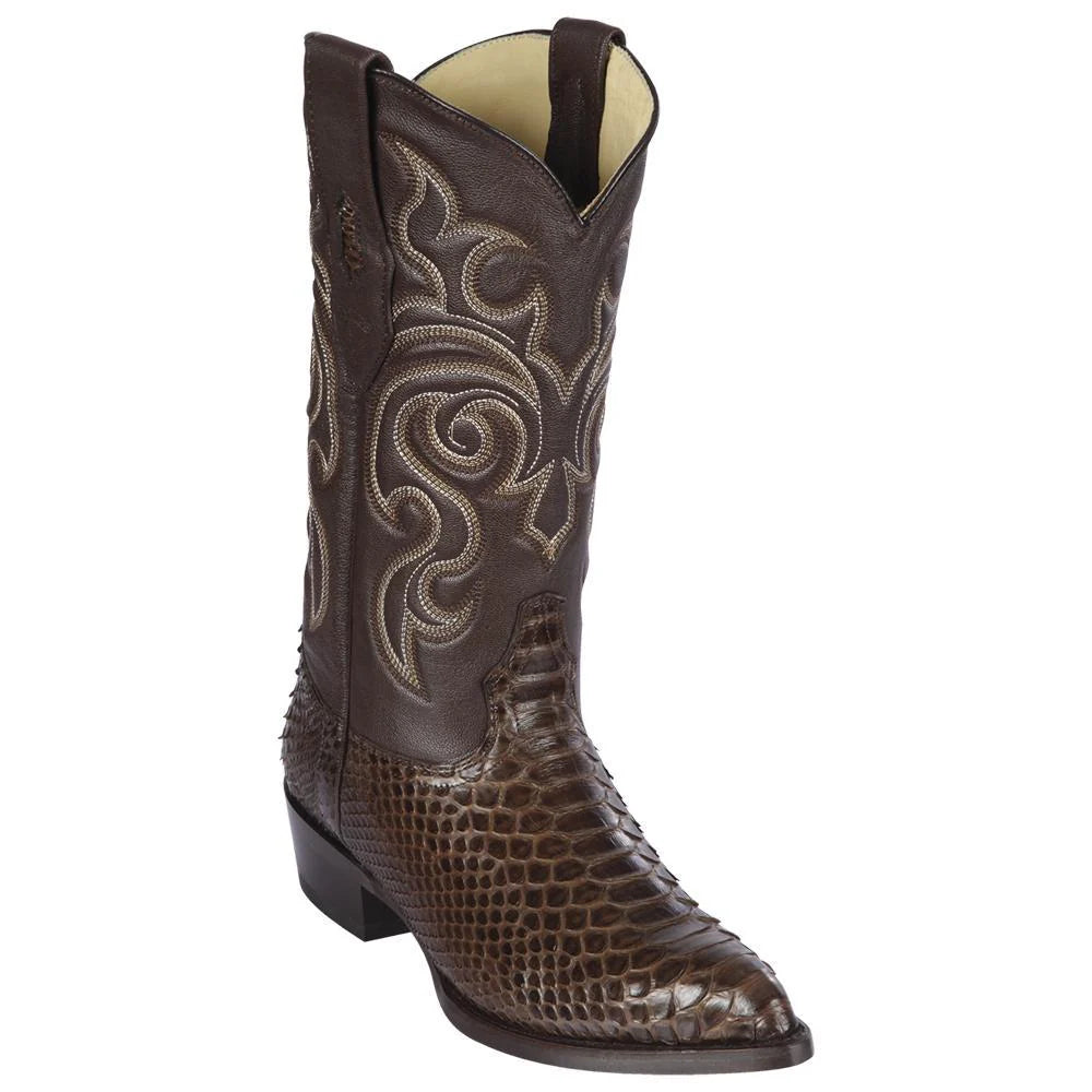 Los Altos 995707 Men's Brown Genuine Python J Toe Cowboy Boots