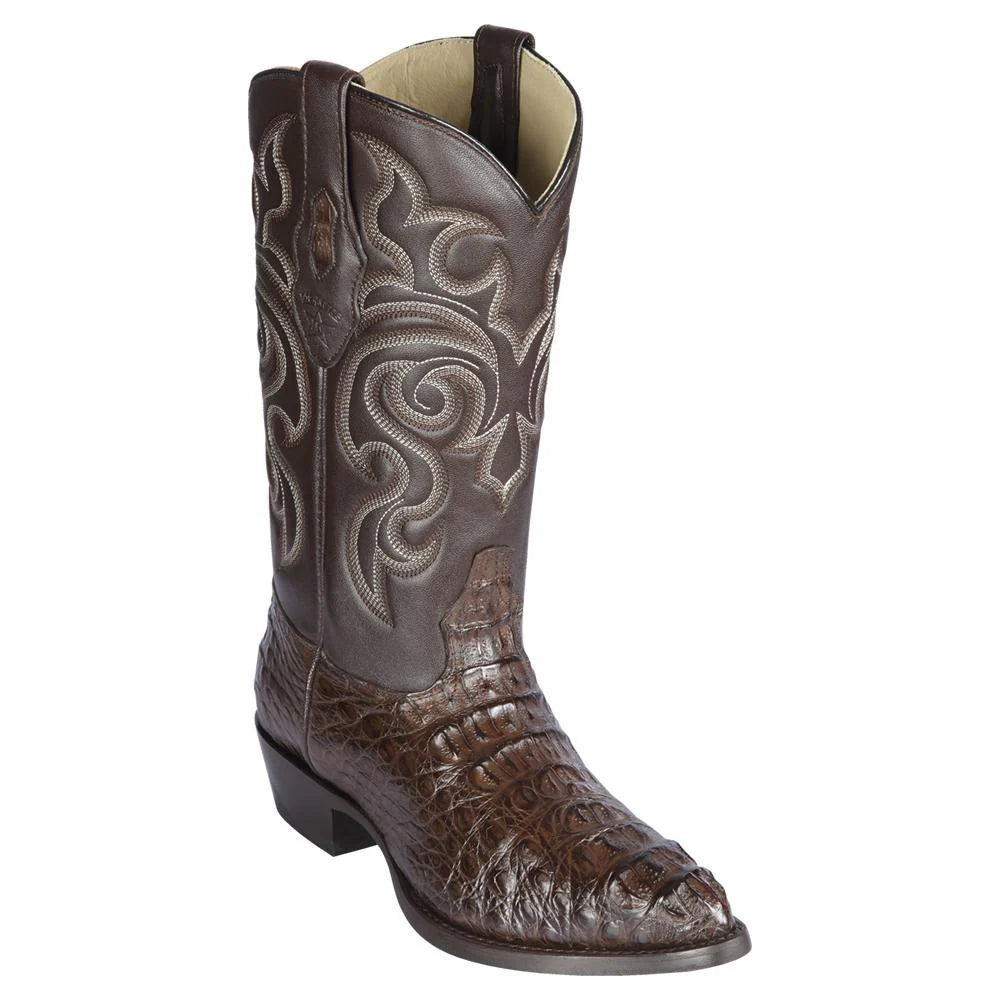 Los Altos 990207 Men's Brown Genuine Caiman Hornback J Toe Cowboy Boots