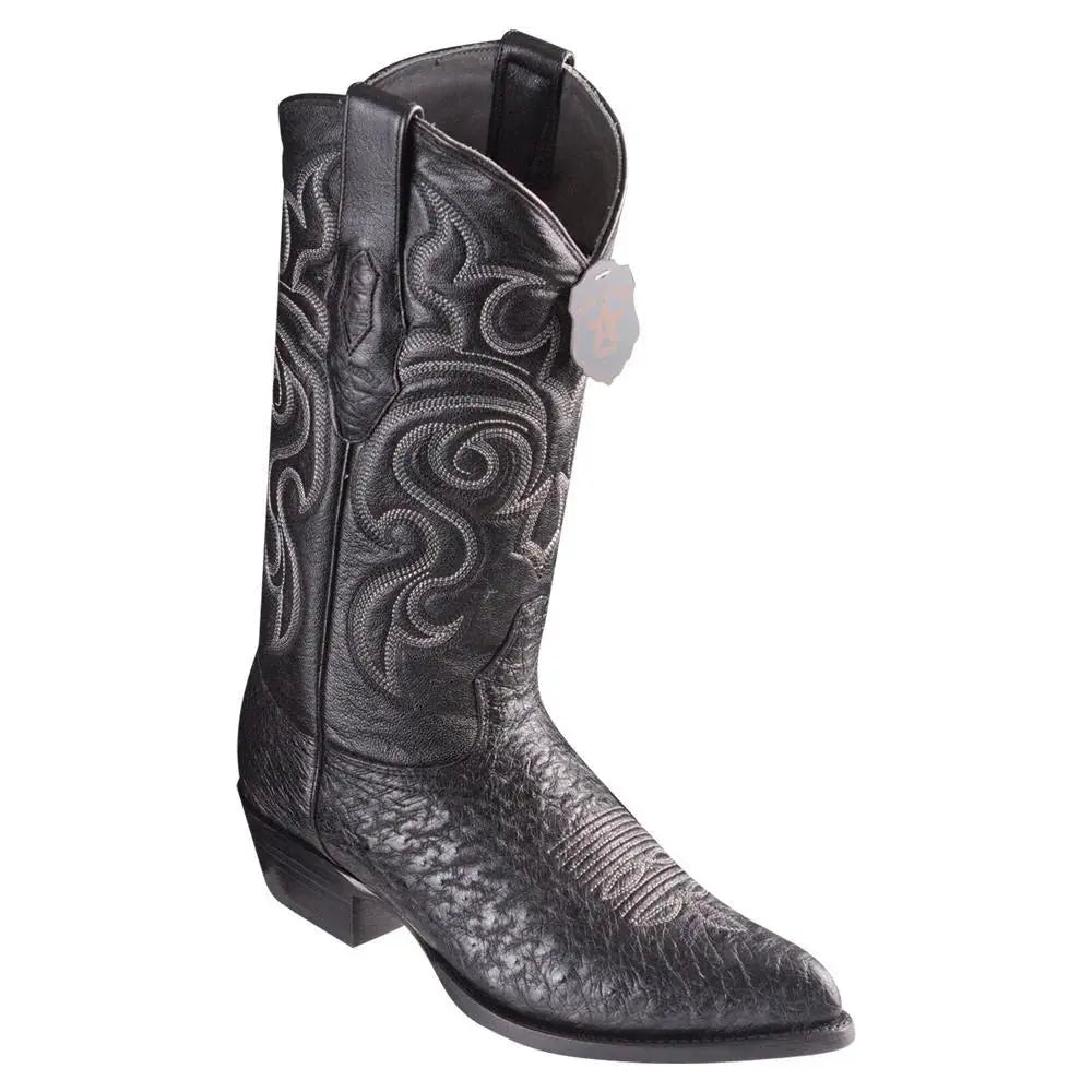 Los Altos 999705 Men's Black Genuine Smooth Ostrich J Toe Cowboy Boots