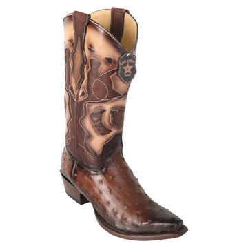 Los Altos 94R0316 Men's Faded Brown Genuine Ostrich Snip Toe Cowboy Boots